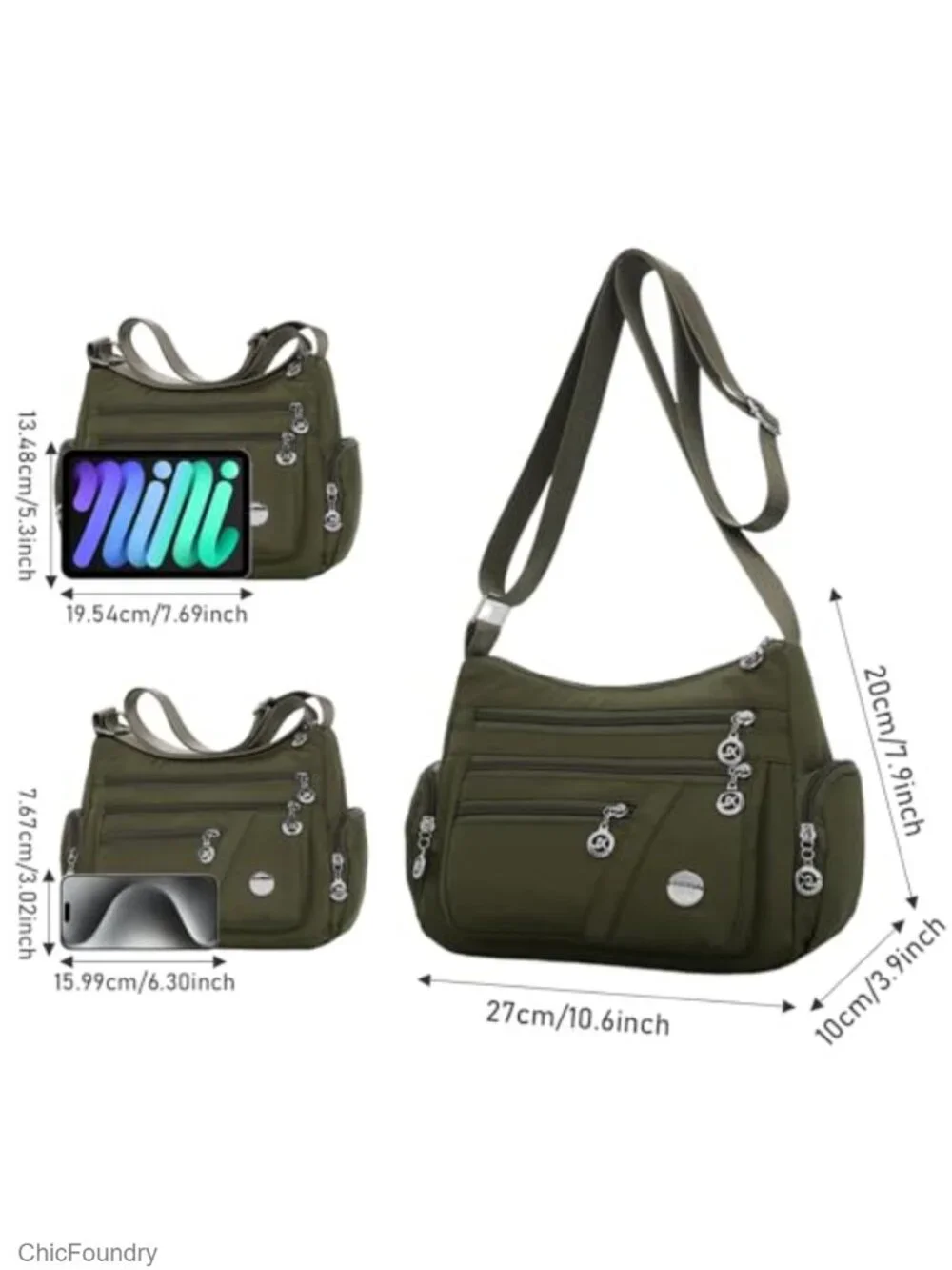 Nylon Crossbody Bag for Women Waterproof Multi-Pocket Travel Shoulder Tote